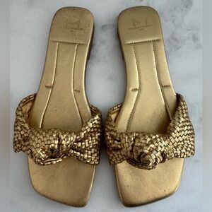 Marc Fisher Gold Woven Sandals Size 8